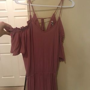 Pink off-the-shoulder romper